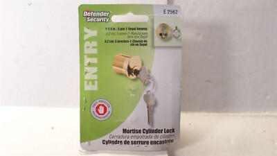 PRIME-LINE E 2562 MORTISE CYLINDER 1-1/4'' SOLID POLISHED BRASS 5PIN TUMBLER LOCK