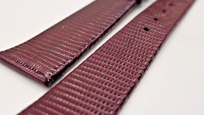 Elegante cinturino artigianale lucertola bordeaux piatto handmade in Italy