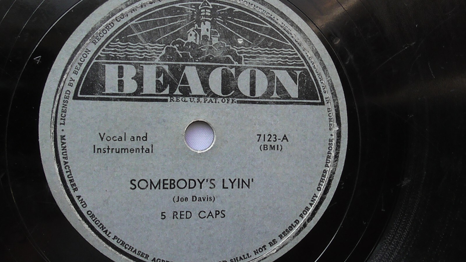 5 Red Caps 78rpm single 10-inch Beacon Records #7123