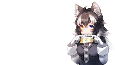 Anime girls white background kemono friends wolf ears Playmat Game Mat Desk