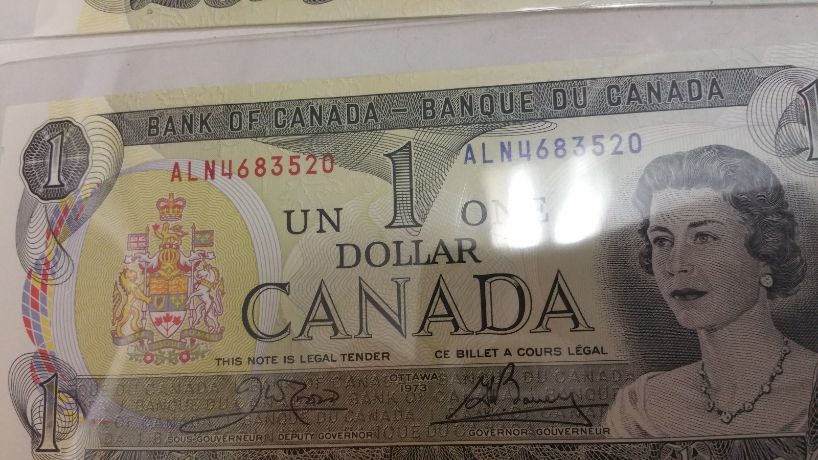 5 consecutive 1973 CANADA  1 DOLLAR BILLS NOTES NICE CRISP UNC prefix ALN