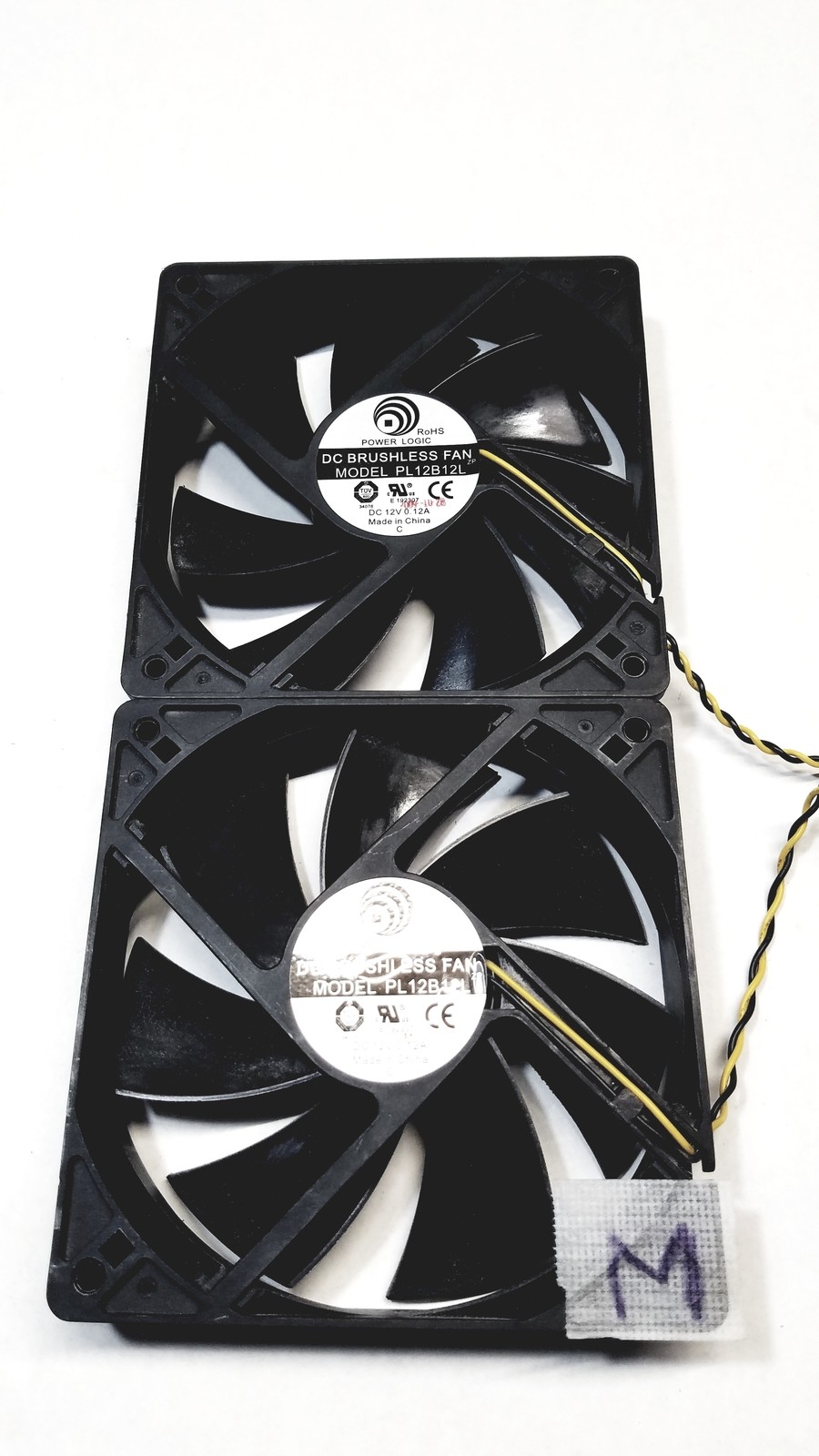 Lot of 2 Power Logic 12V DC Brushless Fan Model PL12B12L