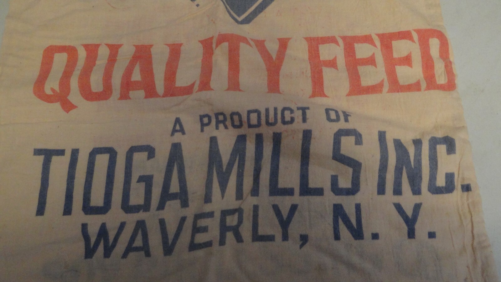 Vintage TIOGA Waverly, NY & Bordens Waterloo, IA Advertising FEED SACK 36