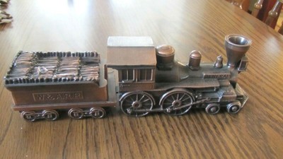 Lot 2 Banthrico W.&A.R.R. Train Engine & Log Car Cast Metal Banks The General