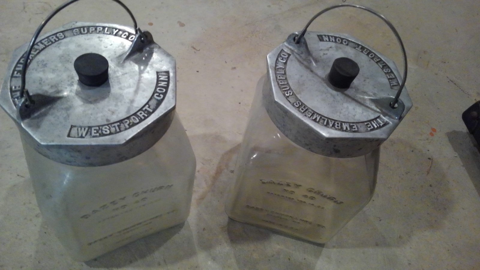 Pair of Antique Embalmers Canisters with Original Carrying Case. Awesome Patina