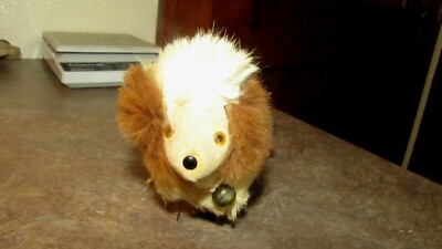 RARE Pre 1930's Vintage Wind Up Bucking Soft  Mohair Dog Sheep Paper Mache Face