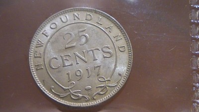 1917C Newfoundland Twenty Five Cents MS 63