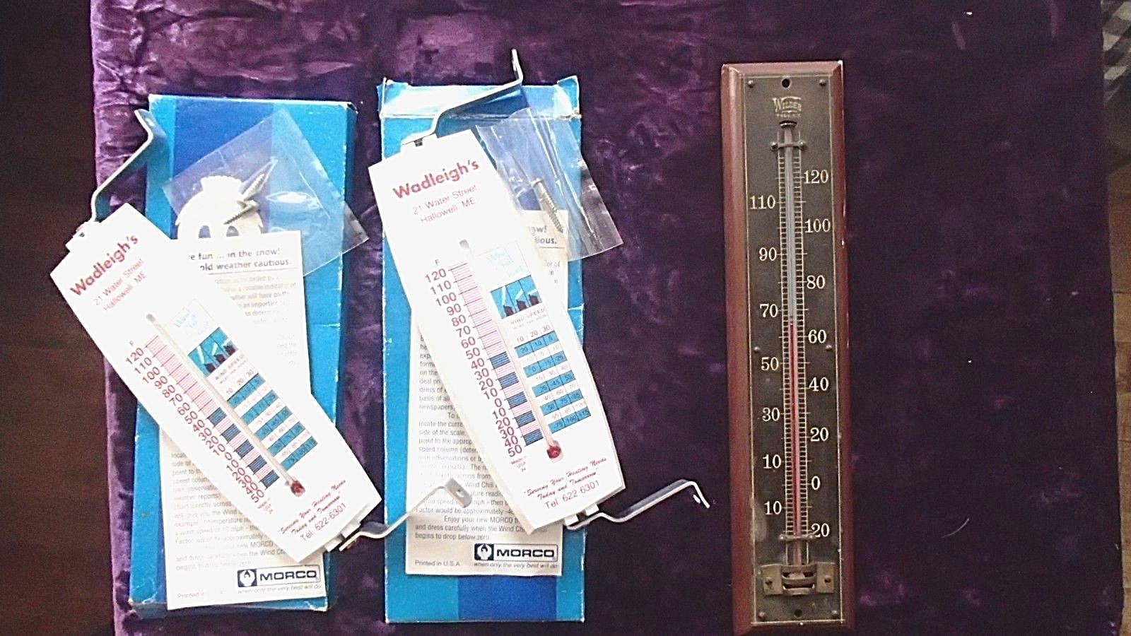 ANTIQUE/VINTAGE THERMOMETER LOT WILDER COPPER WOOD AND 2X LOCAL FUEL AND GAS CO.