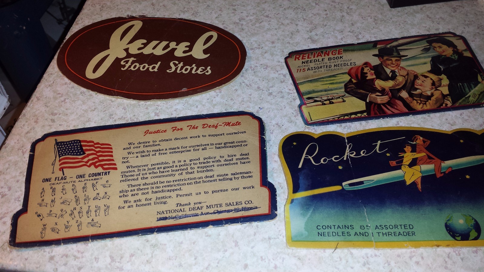 VINTAGE NEEDLE PACKS ADVERTISING NEEDLE PACKS LOT OF 4 AS IS