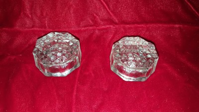 Set of two diamond pattern crystal salt dishes  # 2618