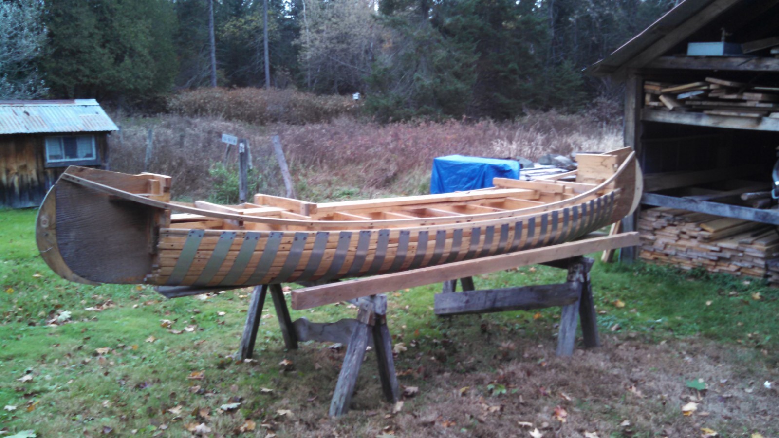 13' Wood and Canvas Canoe Form