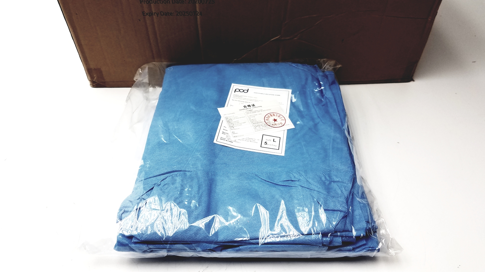 Box of 100 Pod Disposable Isolation Gown Blue