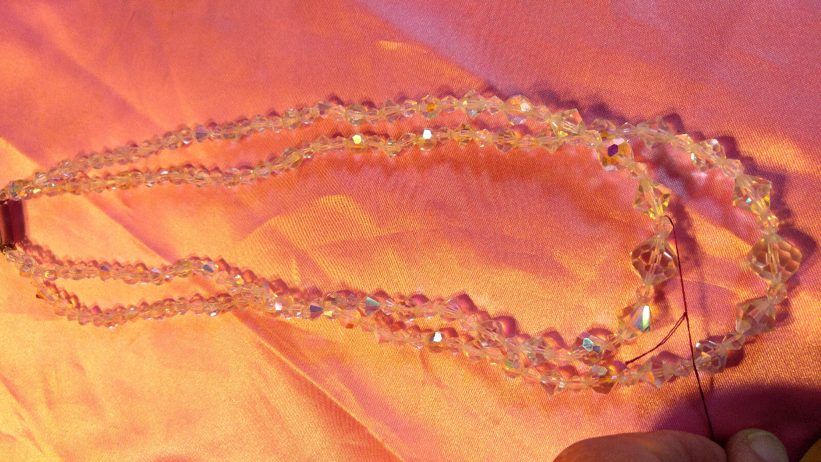 Jewelry necklace 1950'S CRYSTAL DOUBLE STRING NECK LACE