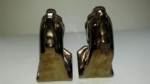 Vintage Gold Tone Metal Horse Head Book Ends