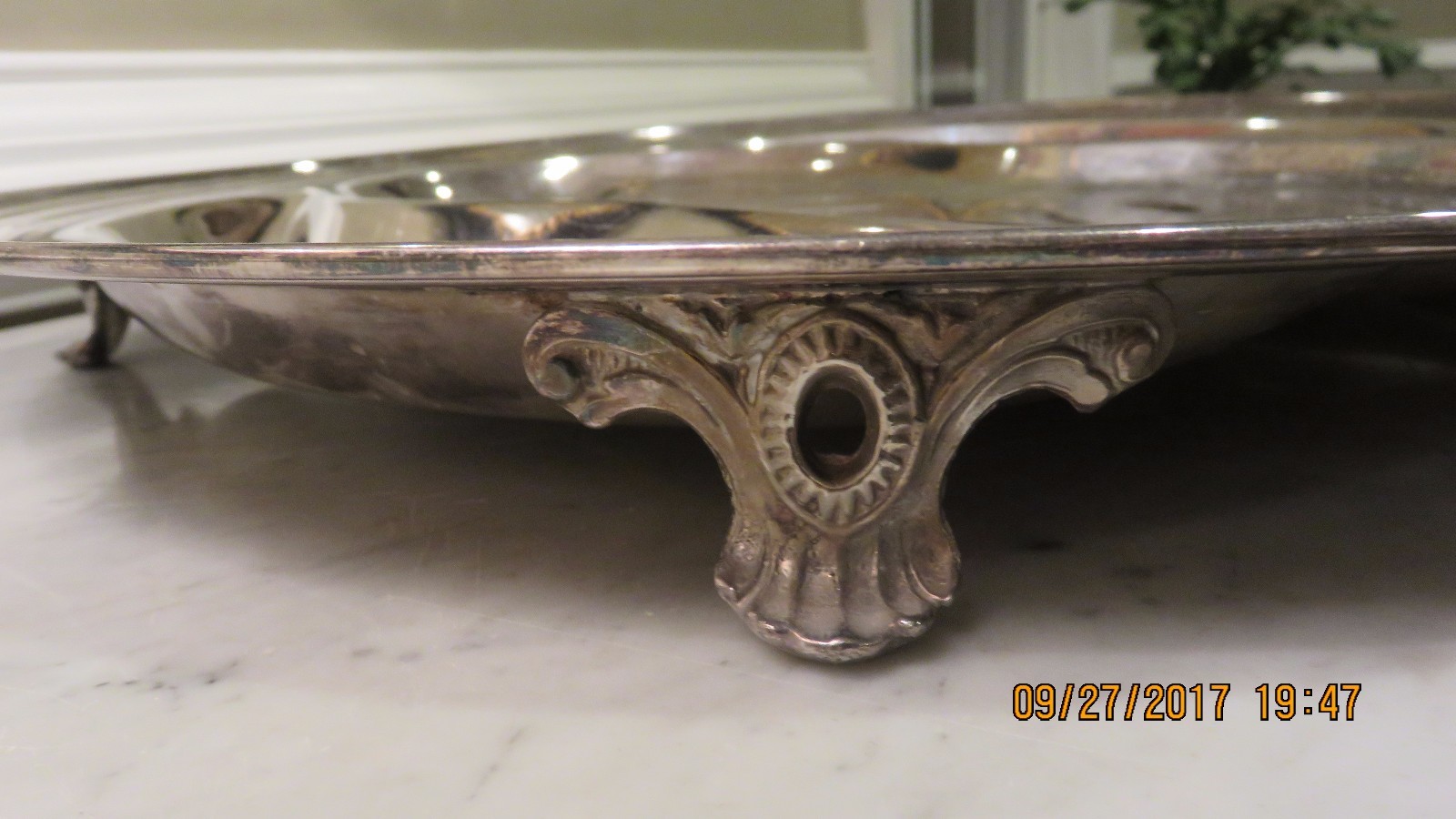 Large Silverplate Meat Platter w/Juice Run Off & Side Dishes -18
