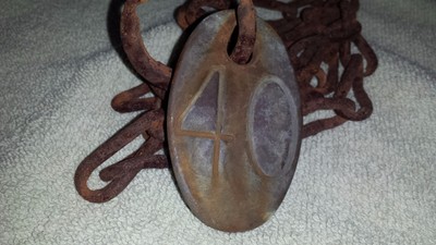 Vintage Dairy Cow Brass Tag #40 With Chain