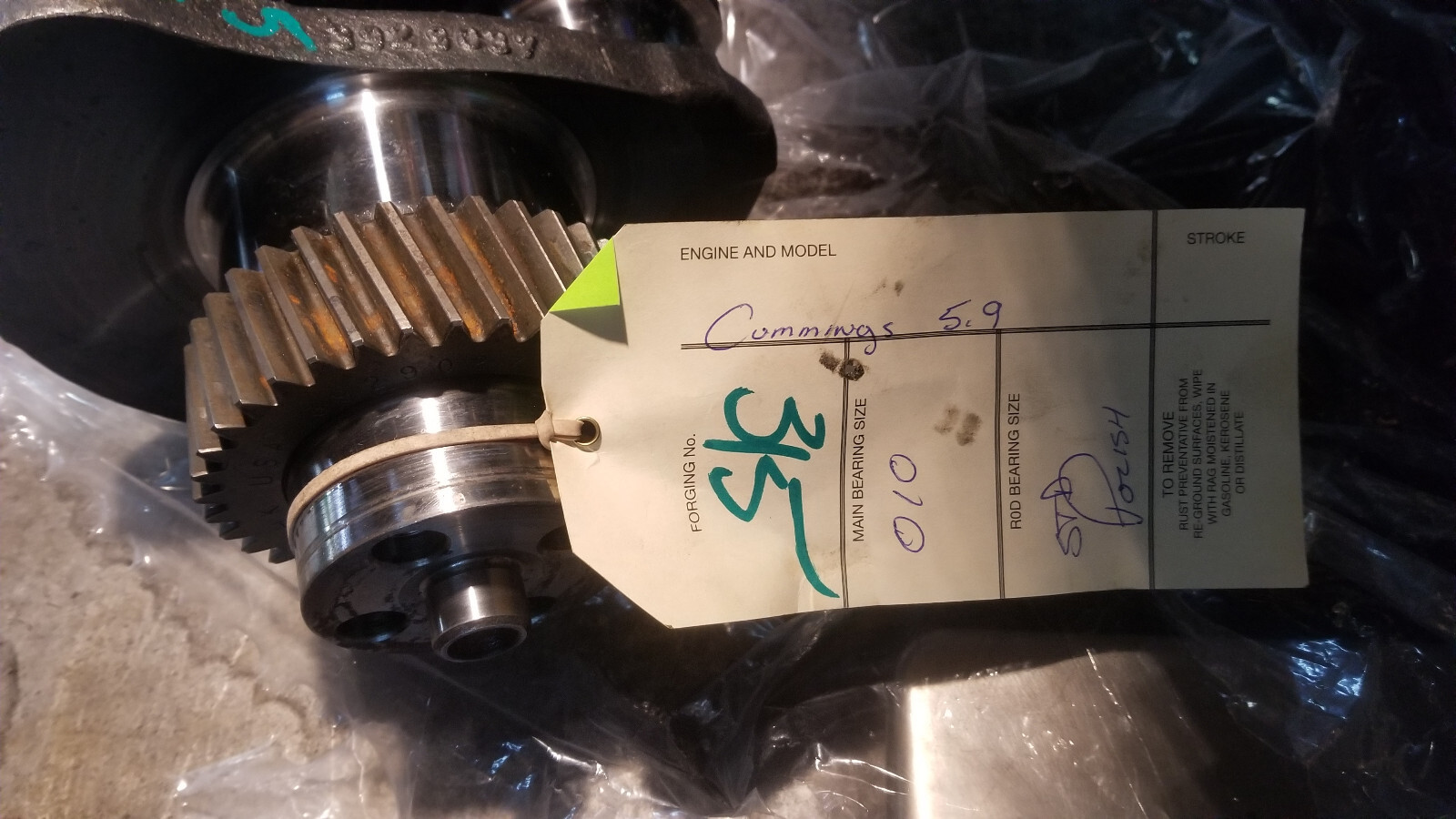 REMAN CUMMINS 5.9L CRANKSHAFT 3929037 SONOFLUXED POLISHED REF315 mains .010 - Picture 10 of 10