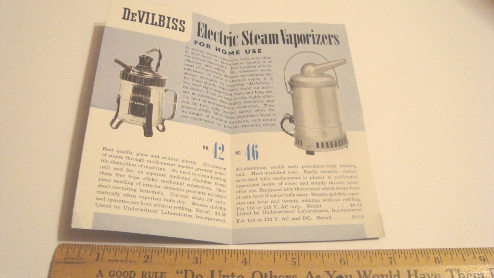 vintage Devilbis Co. Electric Steam Vaporizers Advertising Flyer
