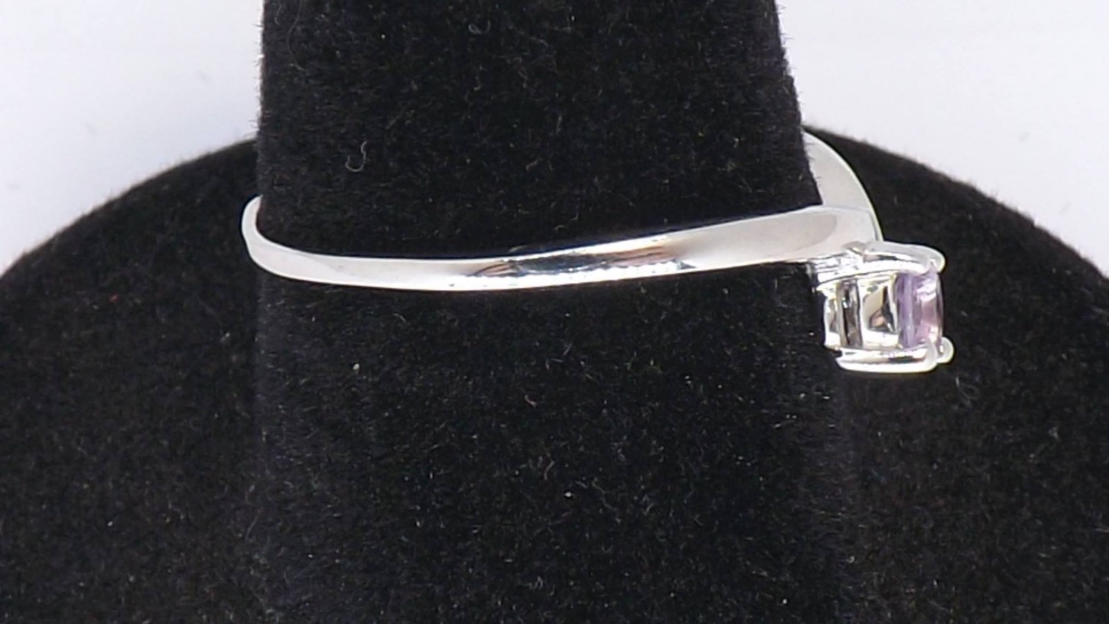 NATURAL AMETHYST WHITE GOLD PLATED WITH 925 STERLING SILVER RING