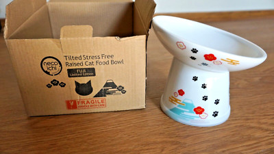 NECO ICHI TILTED STRESS FREE RAISED CAT FOOD BOWL FUJI LTE NEW