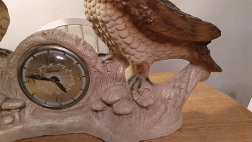 Very Large Duel Owl Clock. Lawrence clock Co. By Lanshire. Electric Very Heavy