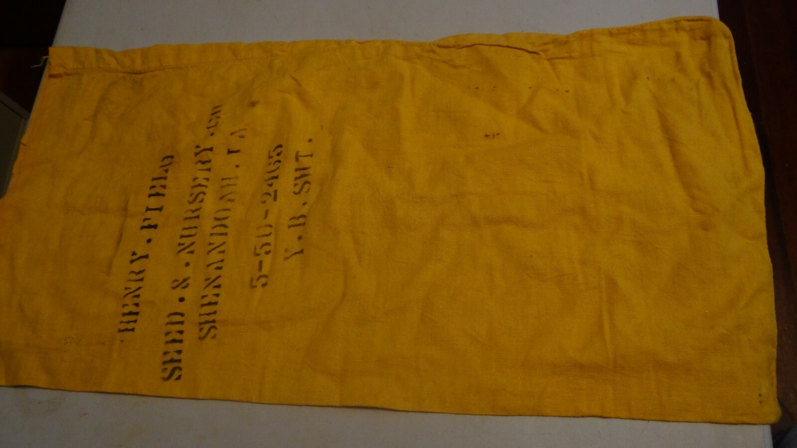 Field’s Seeds Henry Field Shenandoah Iowa Seed Sack Bag Cloth yellow 29