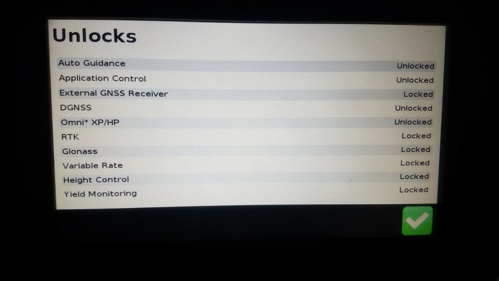 Trimble CFX/FM 750 GPS Display with OmniSTAR, DGNSS, Application Control unlocks