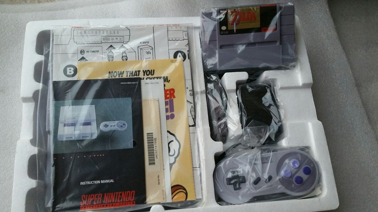 Original ZELDA Launch Edition Super SNES Nintendo System Control Set BRAND NEW