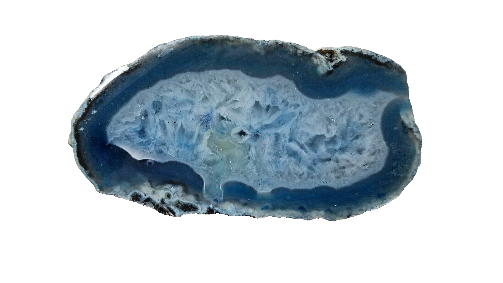 Blue Agate Geode One Half Stone Cut Polished Quartz 1096