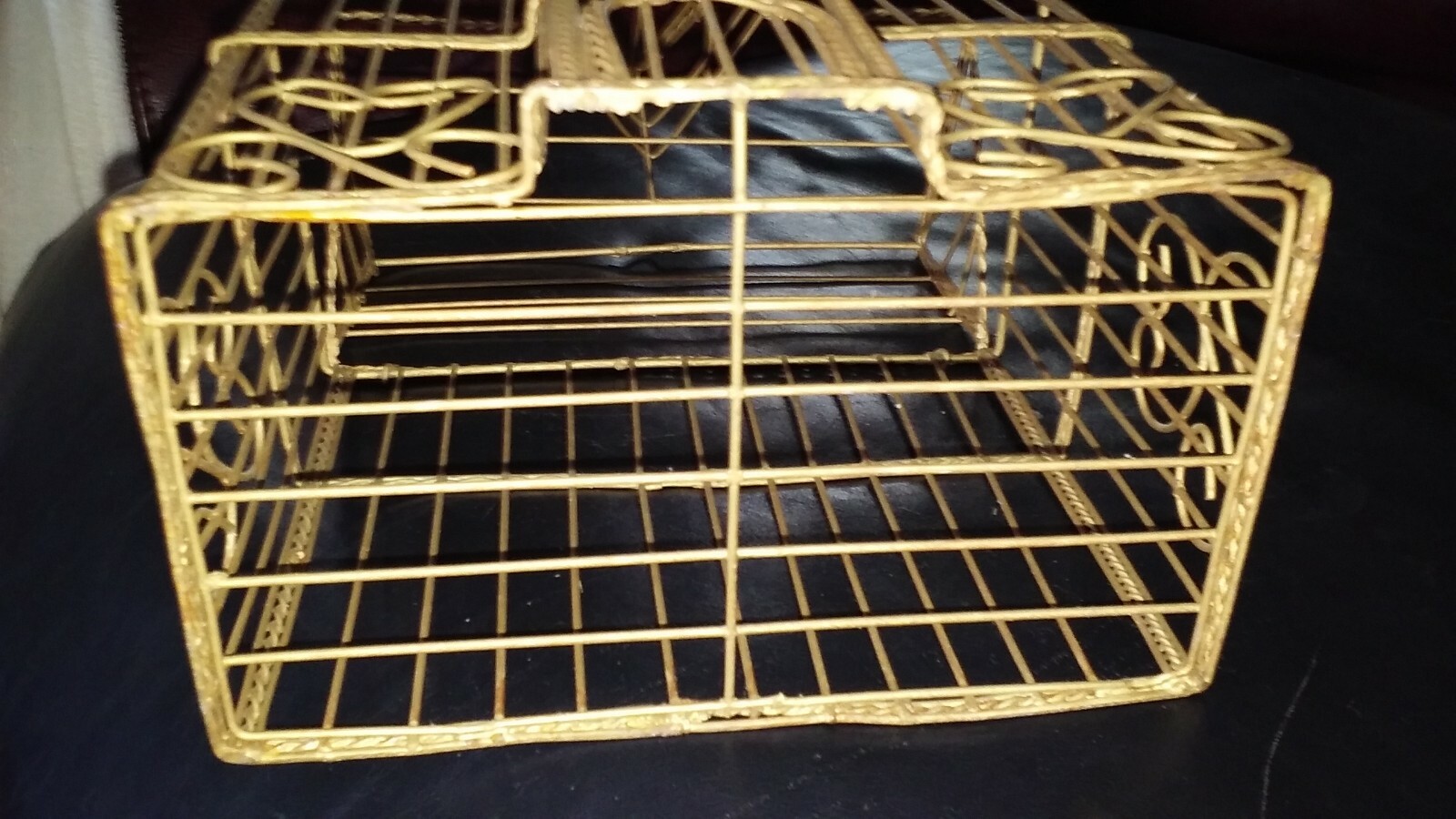 Vintage Decorative Wire Framed Bird House Cage Gold 10