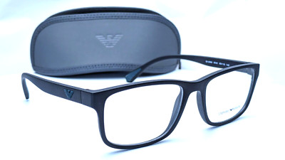 Emporio Armani EA3089 5042 Matte Black Rectangle Mens Eyeglasses 56mm