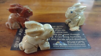 Carved Natural Dolomite 1.25'' Stone Spirit Animal Rabbit Agility