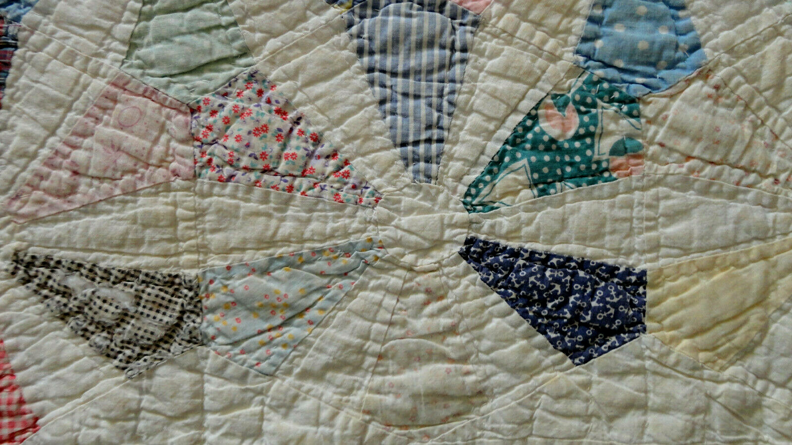 Hand Stitched Pin Wheel Patchwork Quilt ~1930's~ Flour & Sugar Sacks ~ So lovely