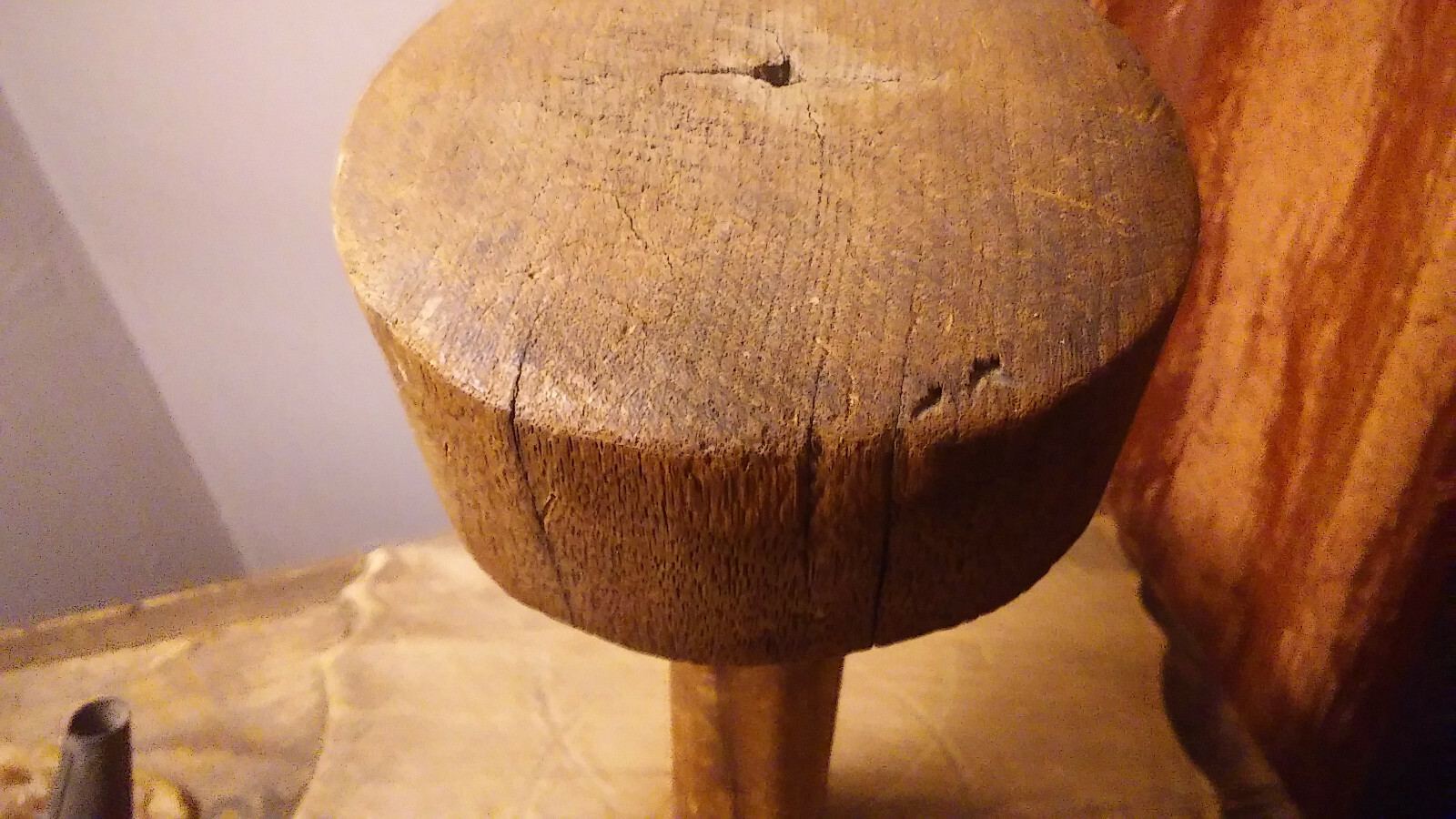 Primitive Antique wooden stand. betty lamp, hat stand, unique piece