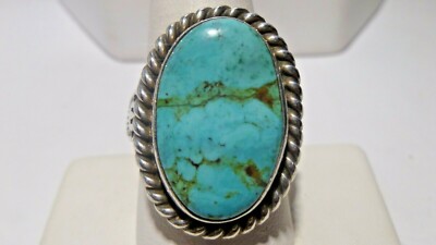 Soux Cherokee Silversmith Charles Johnson Morenci Turquoise Ring Sterling Silver