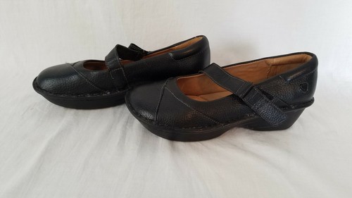 Nurse Mates Grady Pillowtop Black Pebbled Leather Mary Jane Shoes Womens 8.5 M