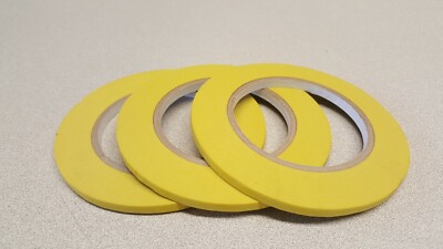SKmax 1/4'' X 60YDS Yellow Fine Line Masking Tapes 3 ROLLS