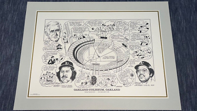 1990 OAKLAND COLISEUM ATHLETICS SPORTING NEWS STADIUM PRINT 16x22 REGGIE JACKSON
