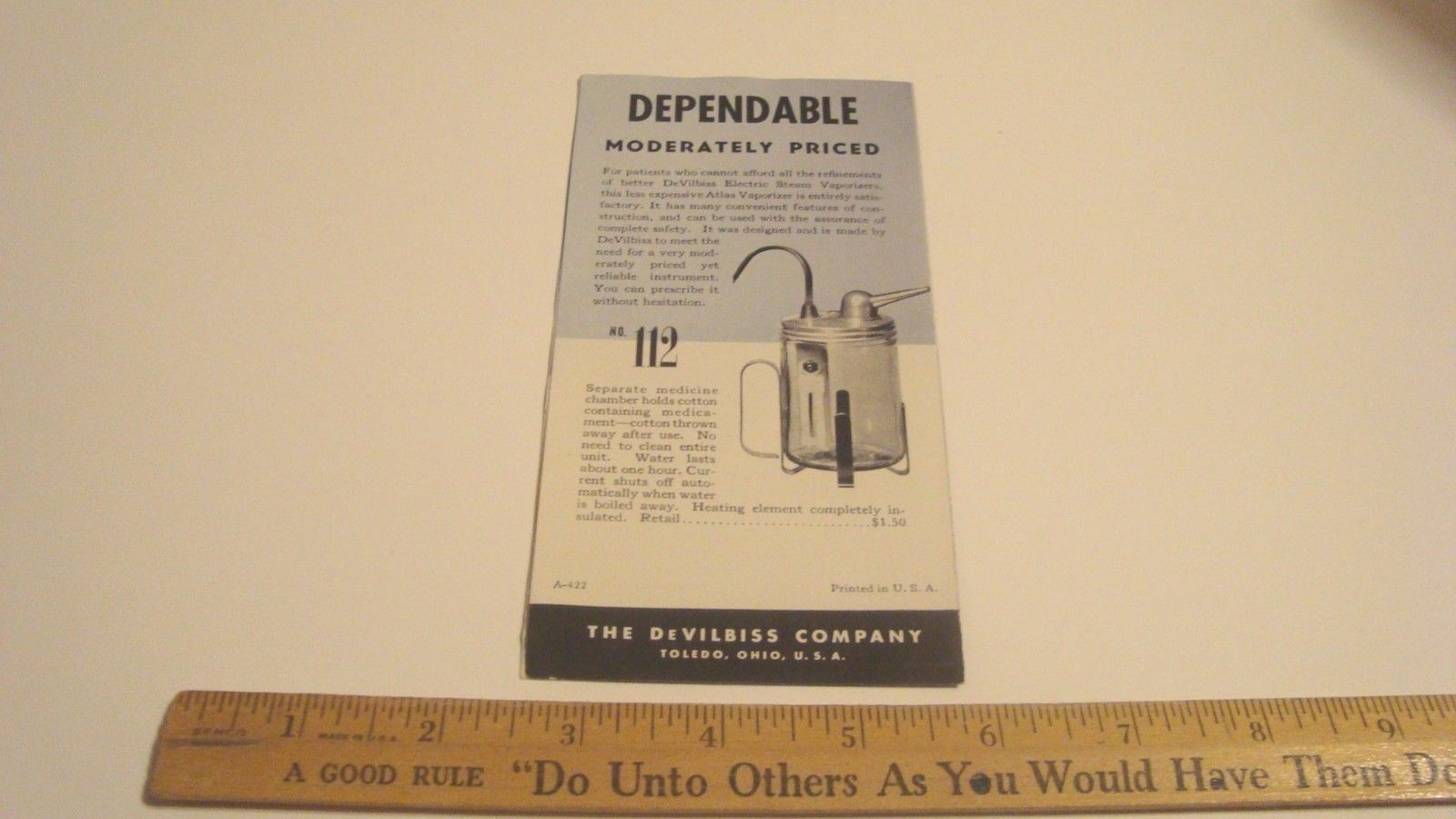 vintage Devilbis Co. Electric Steam Vaporizers Advertising Flyer