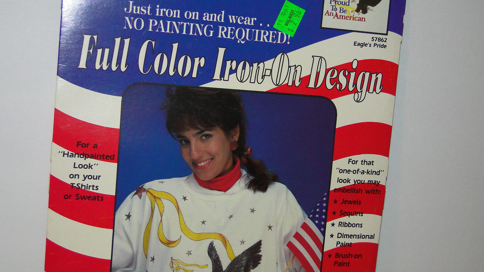 Vtg 1990 Proud to be an American Full Color Iron-on T-shirt Eagle's Pride