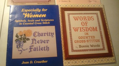 Cross Stitch Booklets Patterns LDS Family Forever Words R/S Y/W Christian Lot 4