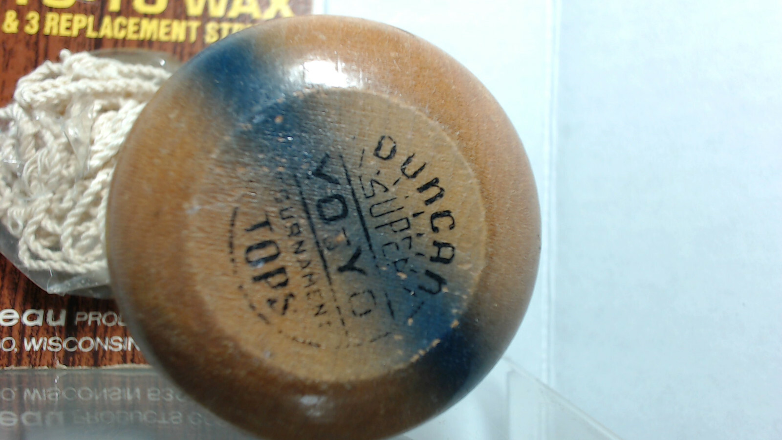 Vintage Duncan Super Yo Yo Tournament Tops Wood Blue Classic Rare + String