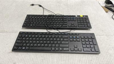 Dell KB216 Wired USB QWERTY Black Slim Keyboard Lot Of 2