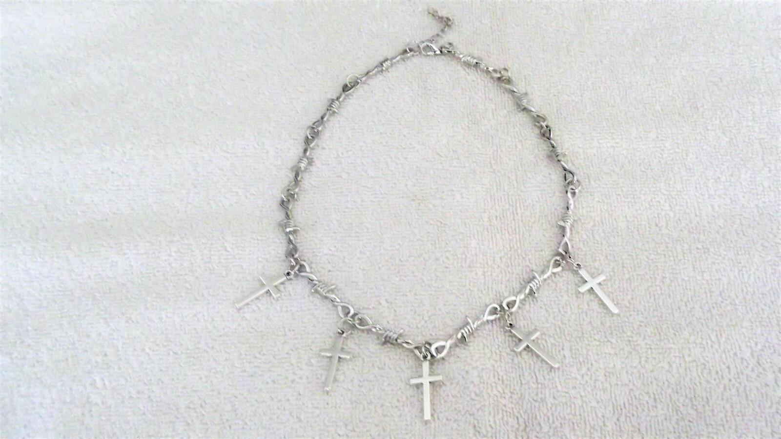 Cross Charm Choker Necklace Jewelry Barb Barbed Wire Chain Goth Punk Rock
