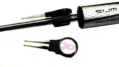 New Putter Mounted Divot Tool and Ball Marker - PINK RIBBON-WHITE