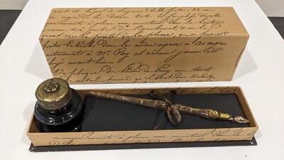 Vintage Francesco Rubinato Blown Glass Pen and Ink Set from Italy