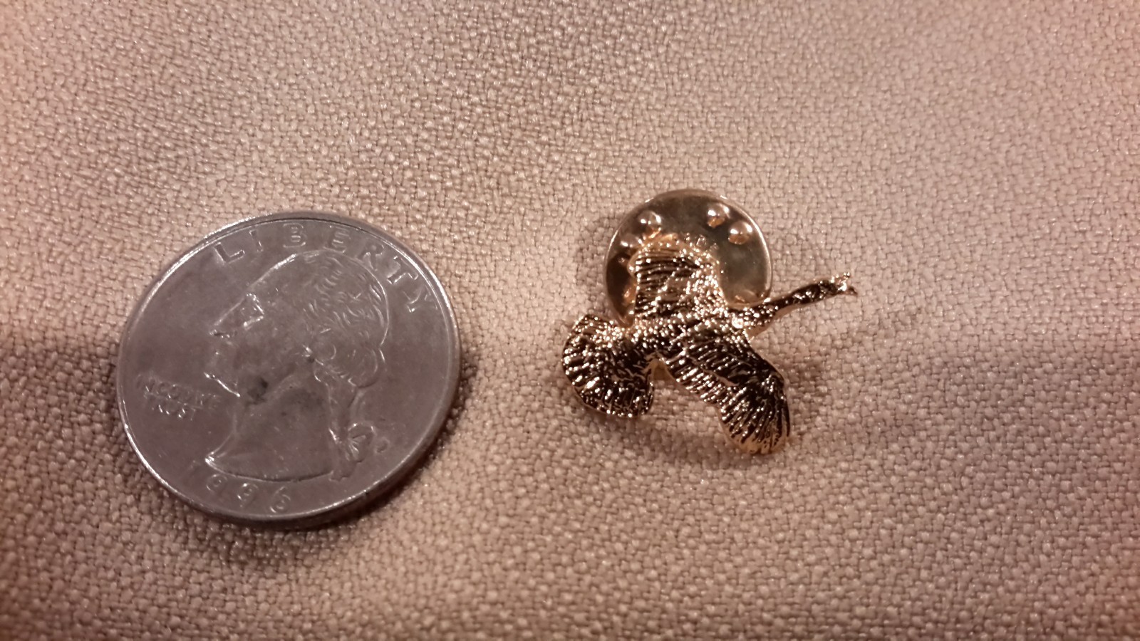 Flying Turkey Mini Pin ~ 24K Gold Plated ~ Miniature Lapel Pin