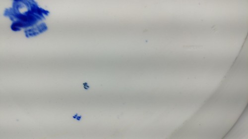 ANTIQUE CAULDON IRONSTONE STAFFORDSHIRE PEONY PEONIES FLOW BLUE PLATTER