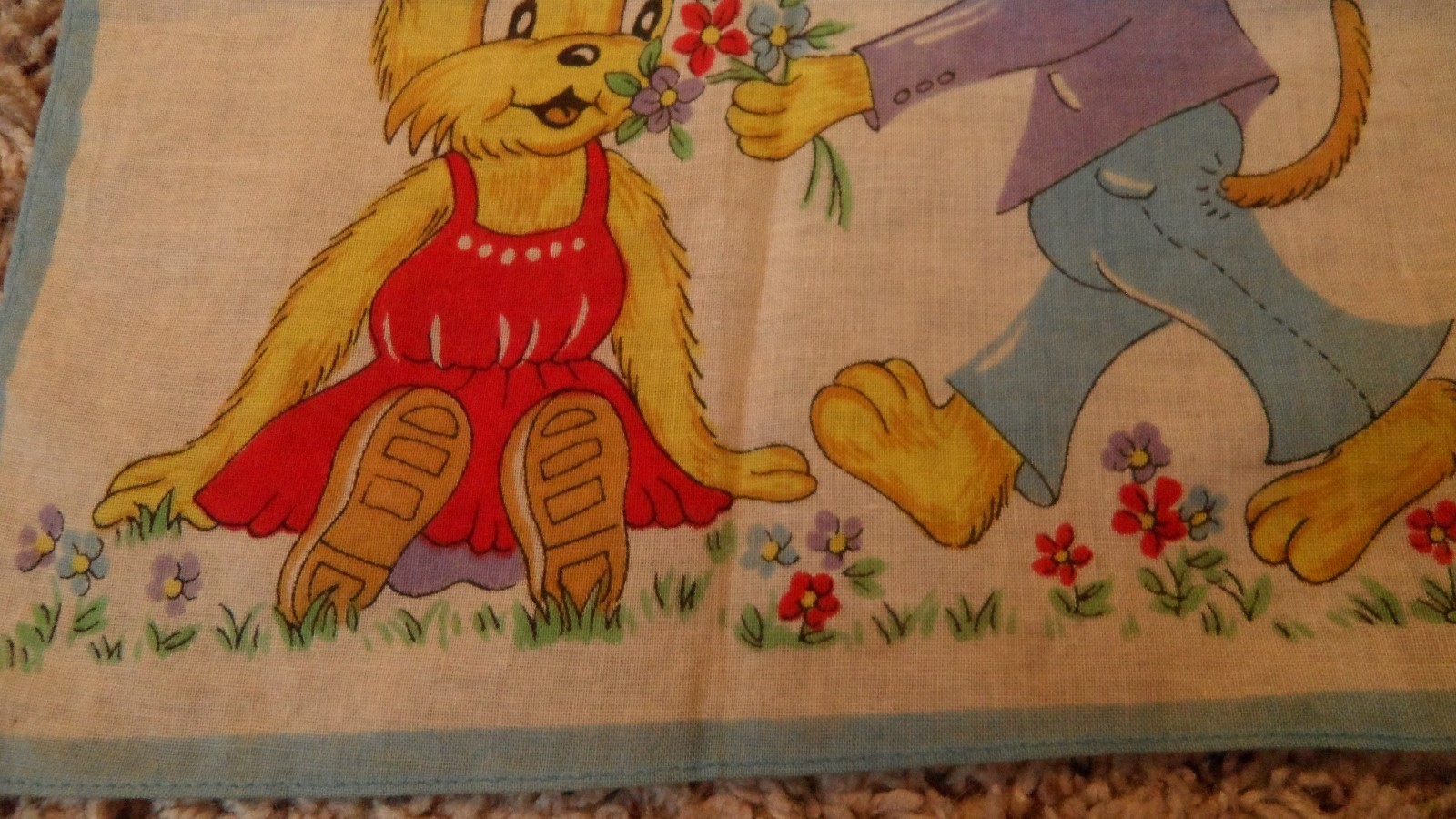Sweet Vintage Children's Handkerchief with Cartoon or Book Characters