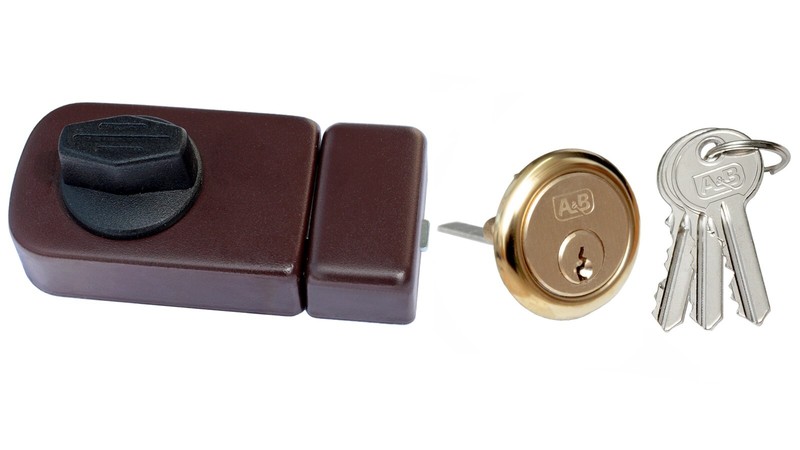 Kastenschloss 50 Zusatzschloss TÃ¼Rzusatzschloss + AuÃEnzylinder TÃ¼RschloÃ Braun.